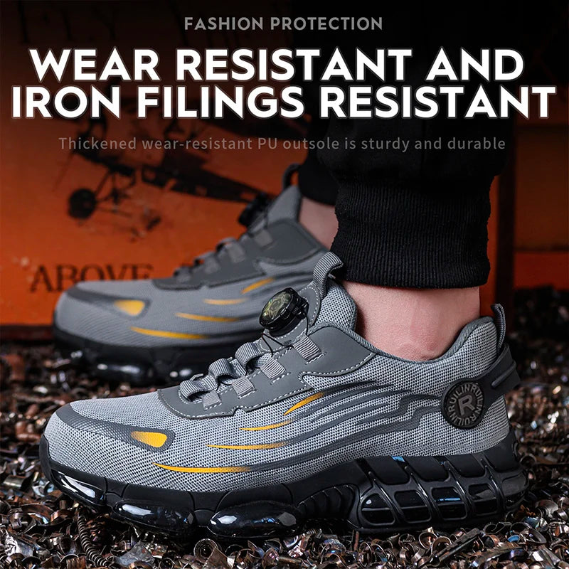 Chaussures de sécurité de protection à bout en acier indestructible, antidérapantes, résistantes à l'abrasion, chaussures de travail pour hommes, baskets résistantes et confortables 